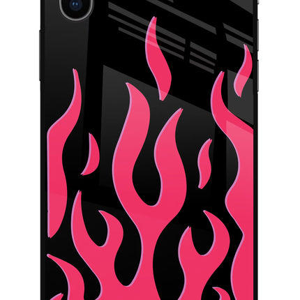 Fire Flames iPhone XS Glass Case Back Cover by Casekaro