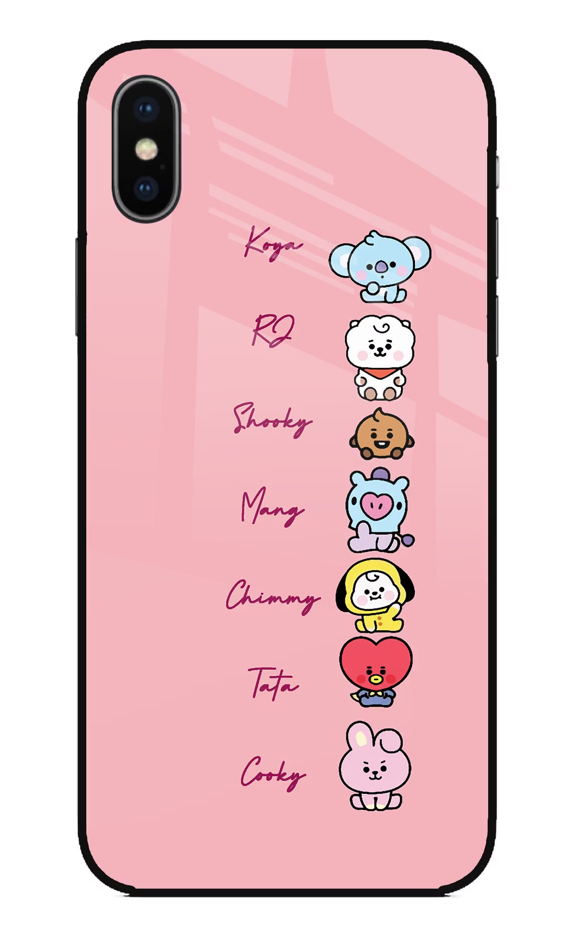 BTS names iPhone XS Glass Case Back Cover by Casekaro
