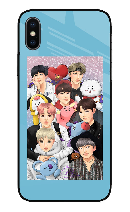 BTS with animals iPhone XS Glass Case