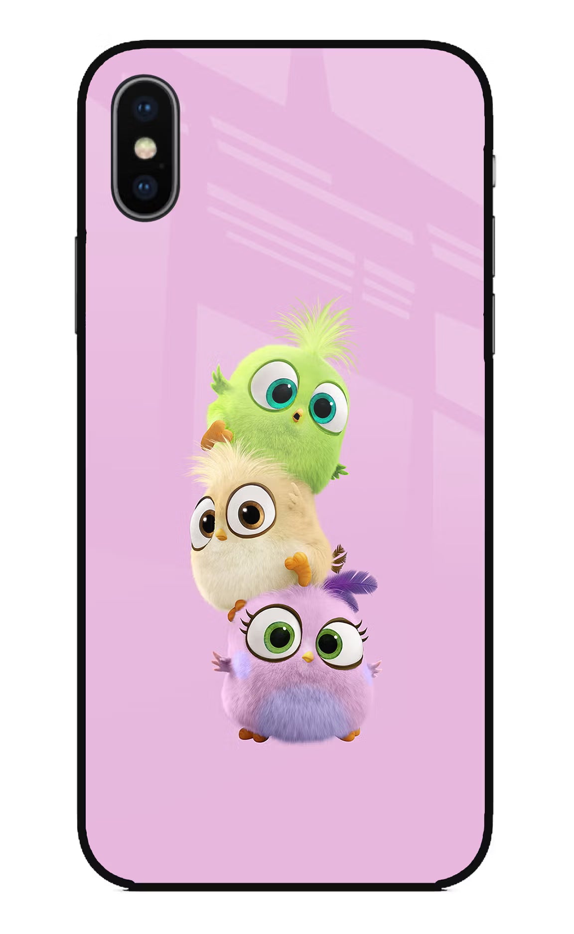 Cute Little Birds iPhone XS Glass Case Back Cover by Casekaro