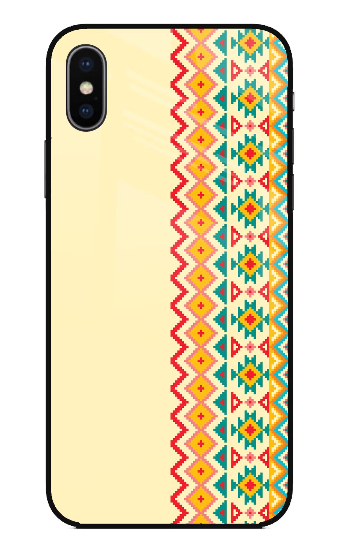 Ethnic Seamless iPhone XS Glass Case Back Cover by Casekaro