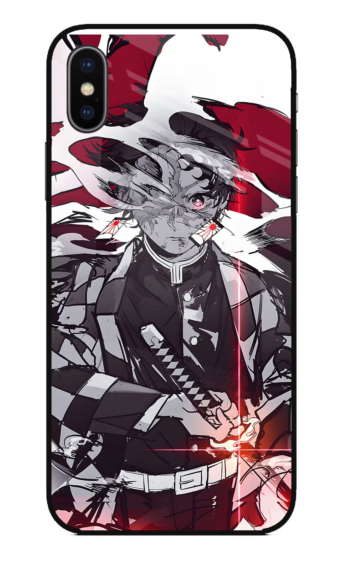 Demon Slayer iPhone XS Glass Case Back Cover by Casekaro