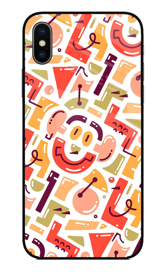 Doodle Pattern iPhone XS Glass Case