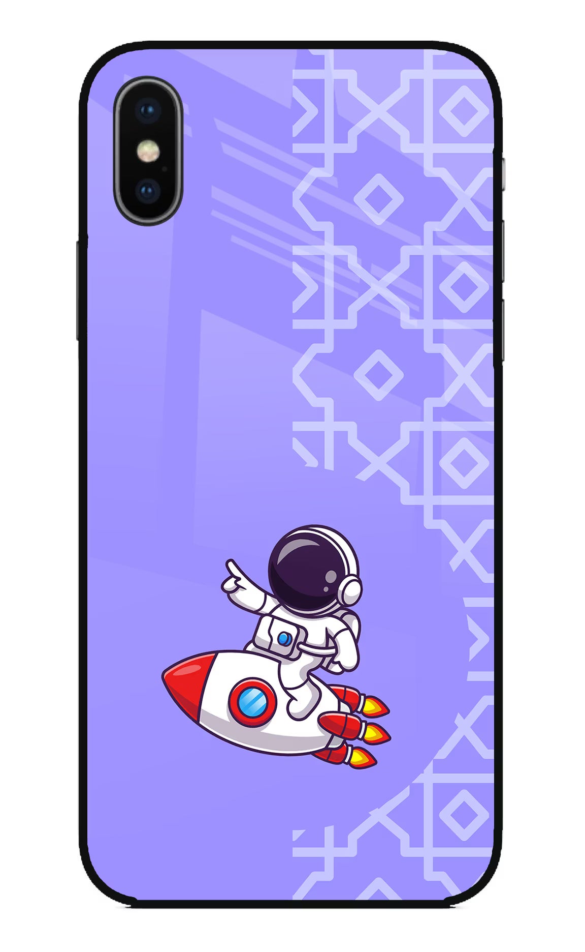 Cute Astronaut iPhone XS Glass Case Back Cover by Casekaro