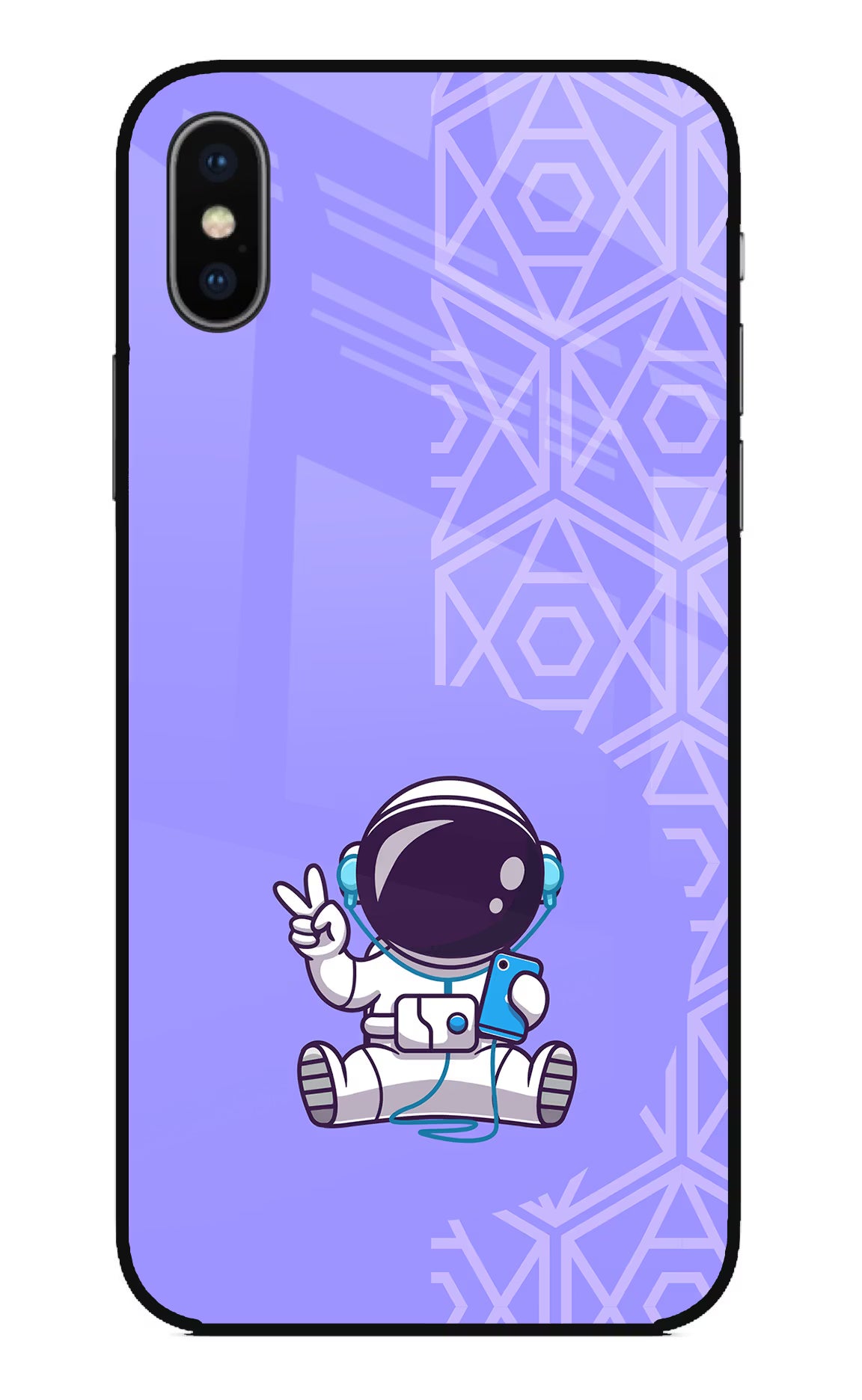 Cute Astronaut Chilling iPhone XS Glass Case Back Cover by Casekaro