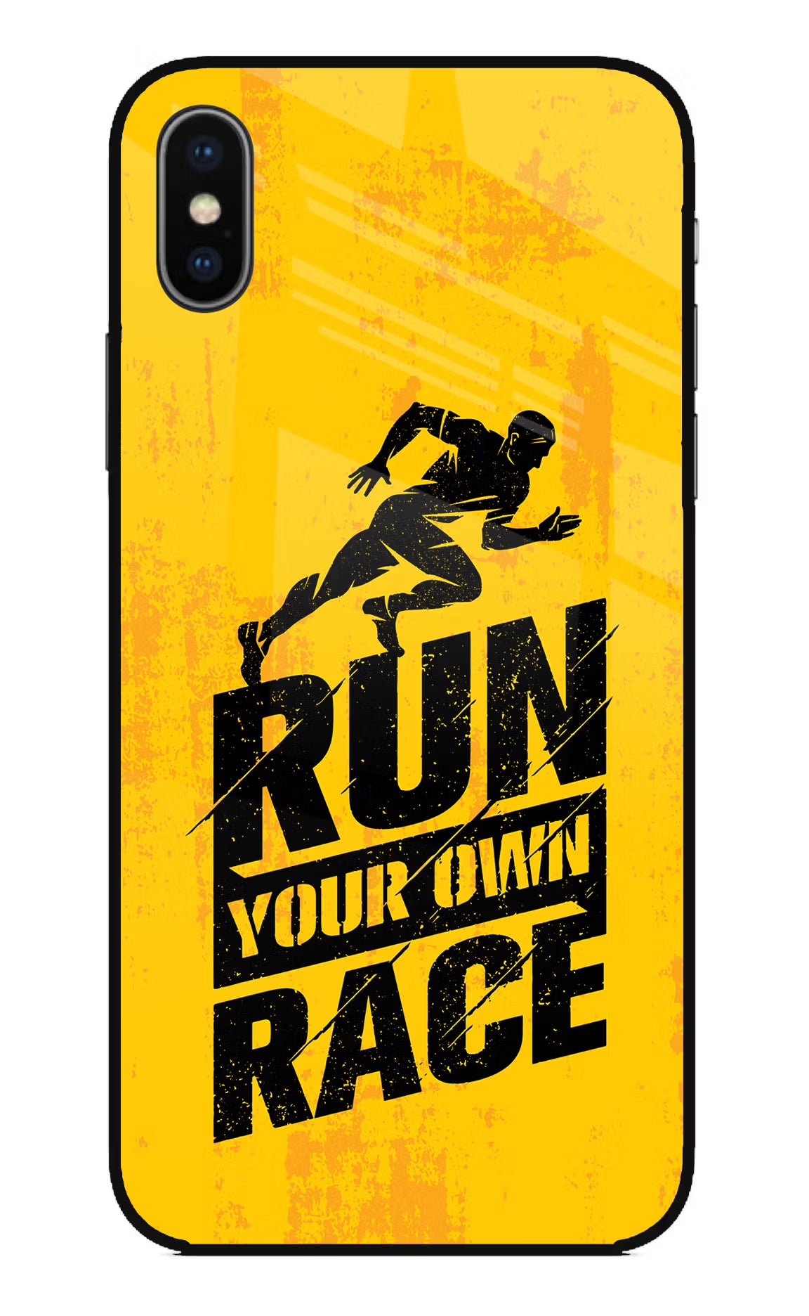 Run Your Own Race iPhone XS Glass Case Back Cover by Casekaro