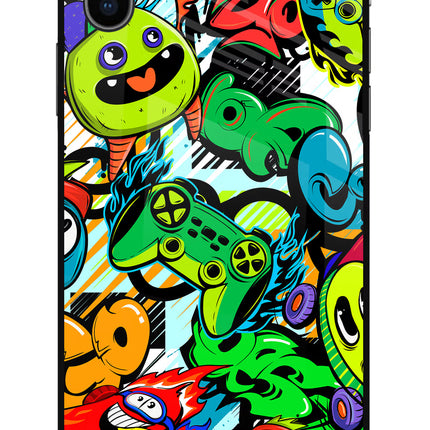 Game Doodle iPhone XS Glass Case