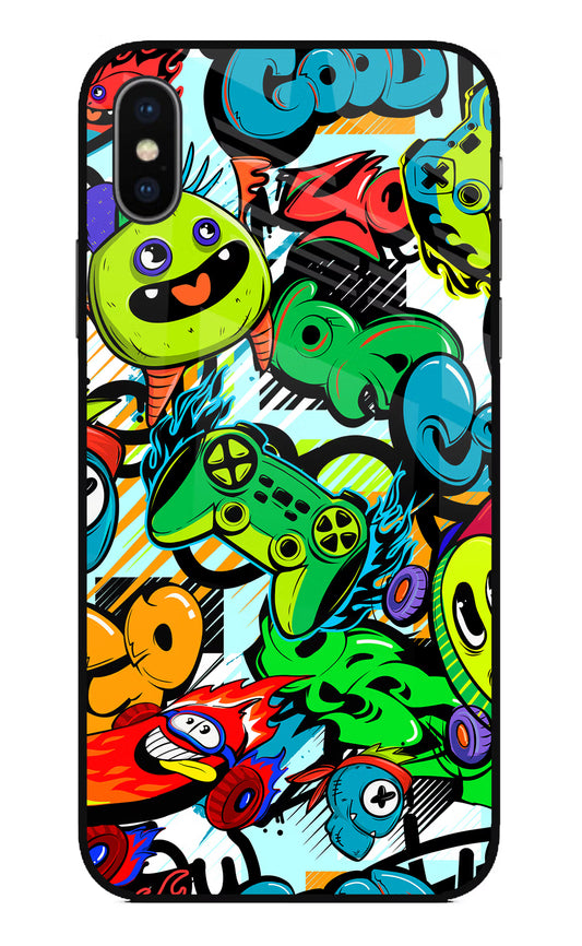 Game Doodle iPhone XS Glass Case