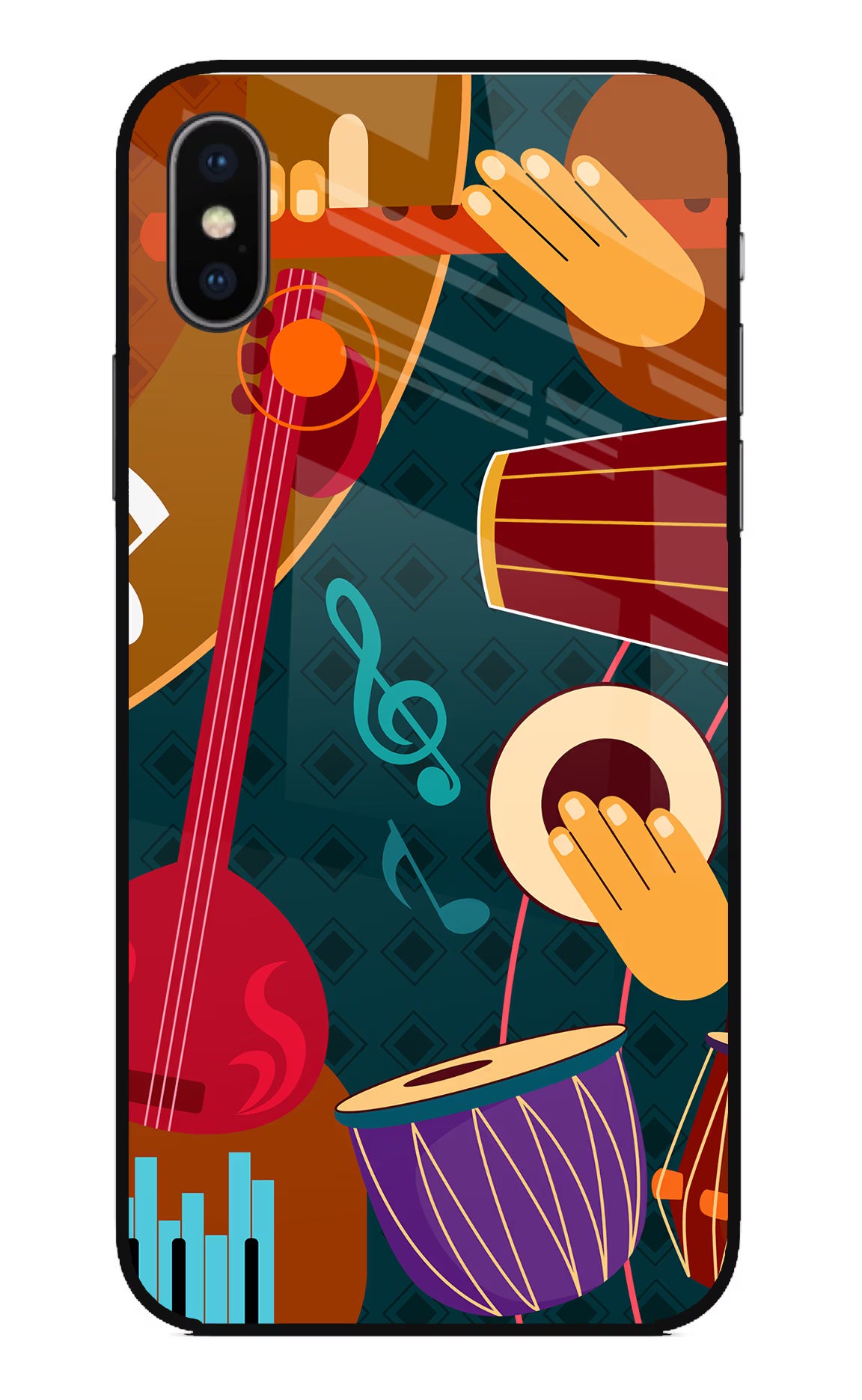 Music Instrument iPhone XS Glass Case Back Cover by Casekaro
