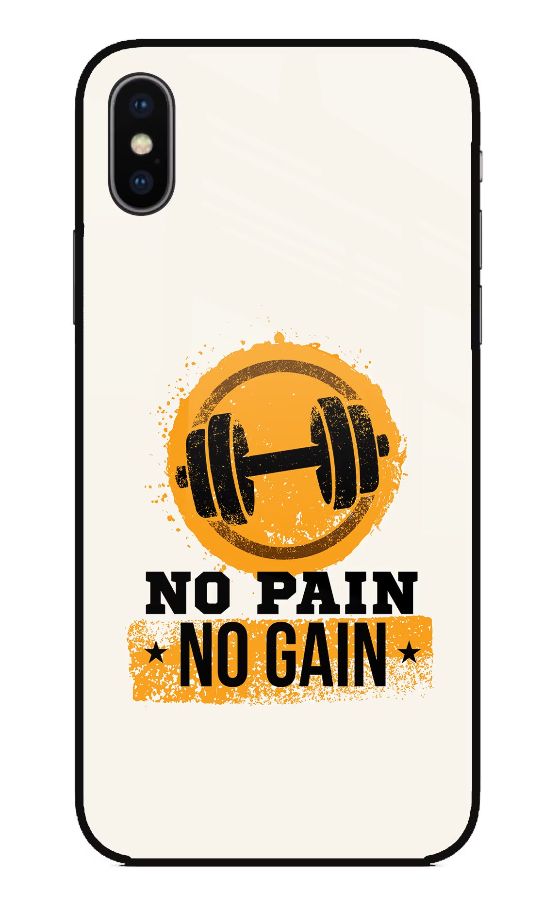 No Pain No Gain iPhone XS Glass Case Back Cover by Casekaro