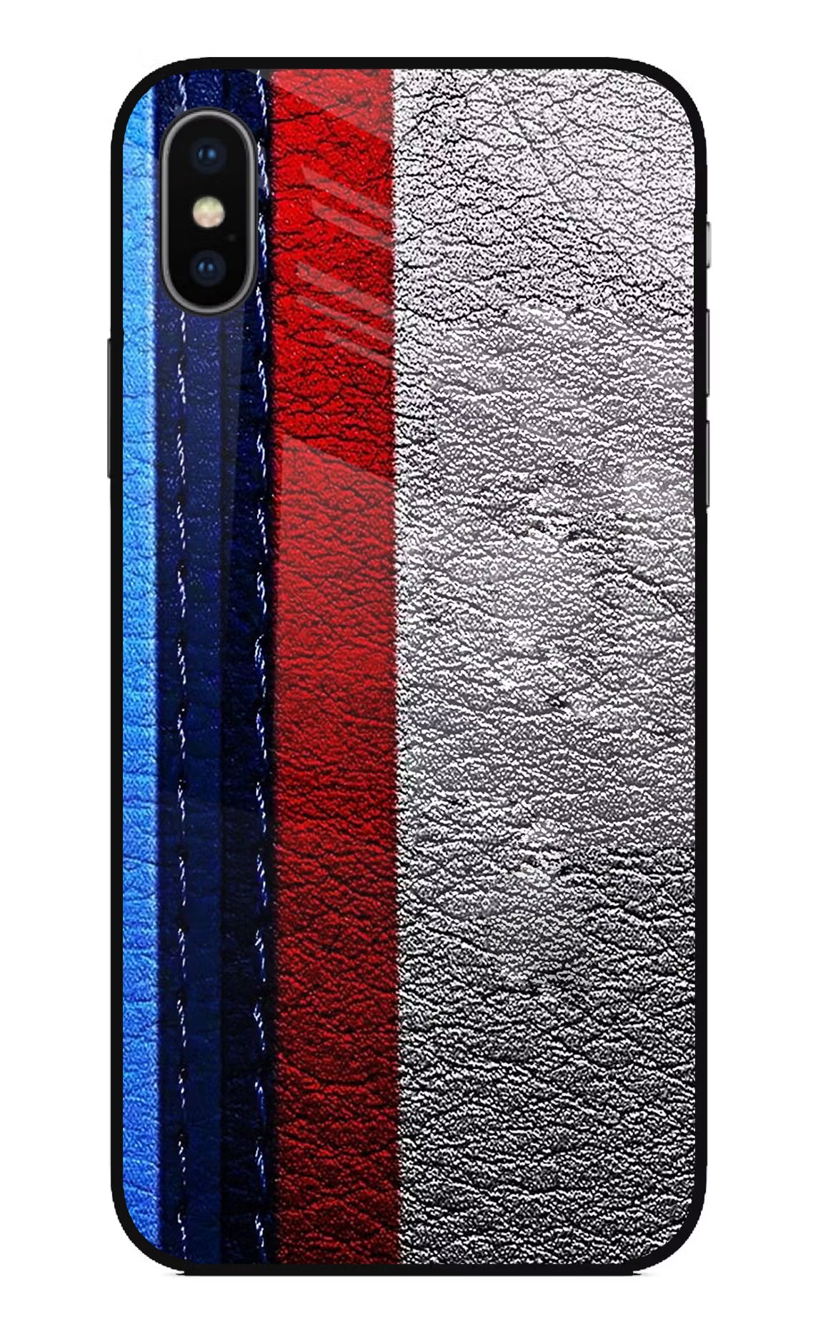 BMW Stripes iPhone XS Glass Case Back Cover by Casekaro
