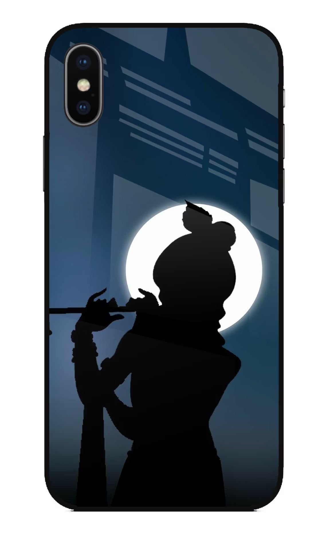 Shri Krishna Silhouette iPhone XS Glass Case Back Cover by Casekaro