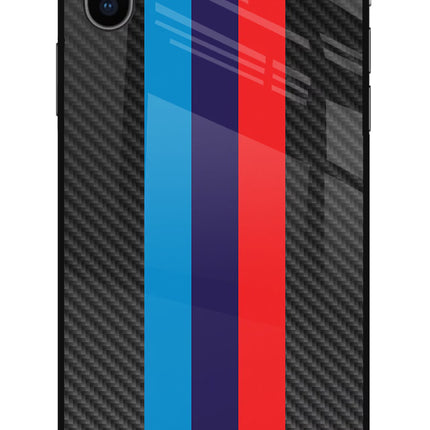BMW Stripes Pattern iPhone XS Glass Case Back Cover by Casekaro