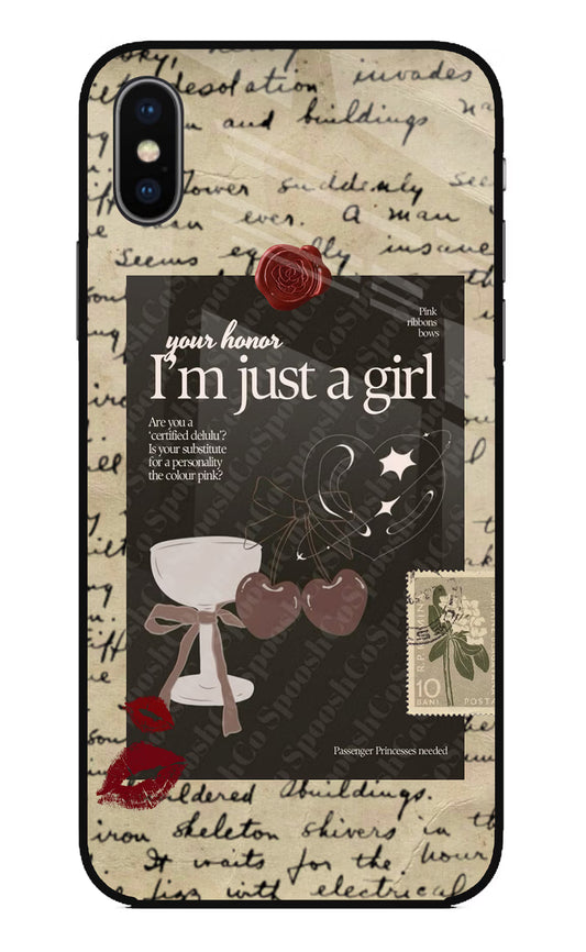 I am just a girl iPhone XS Glass Case