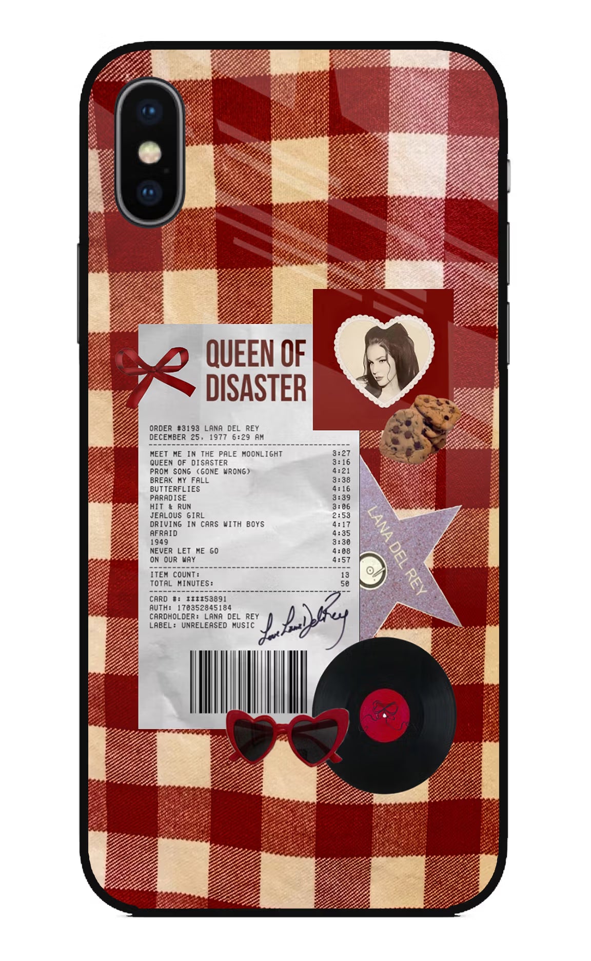 Queen of Disaster iPhone XS Glass Case Back Cover by Casekaro