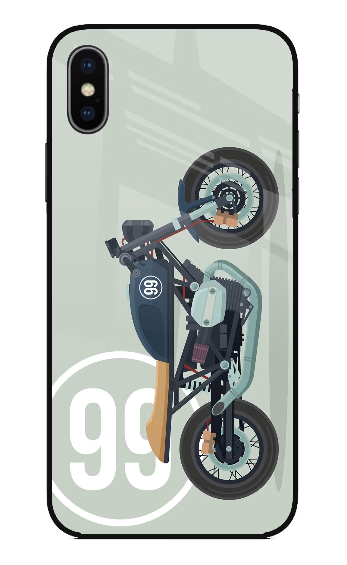 Classic Cafe Racer 99 iPhone XS Glass Case Back Cover by Casekaro
