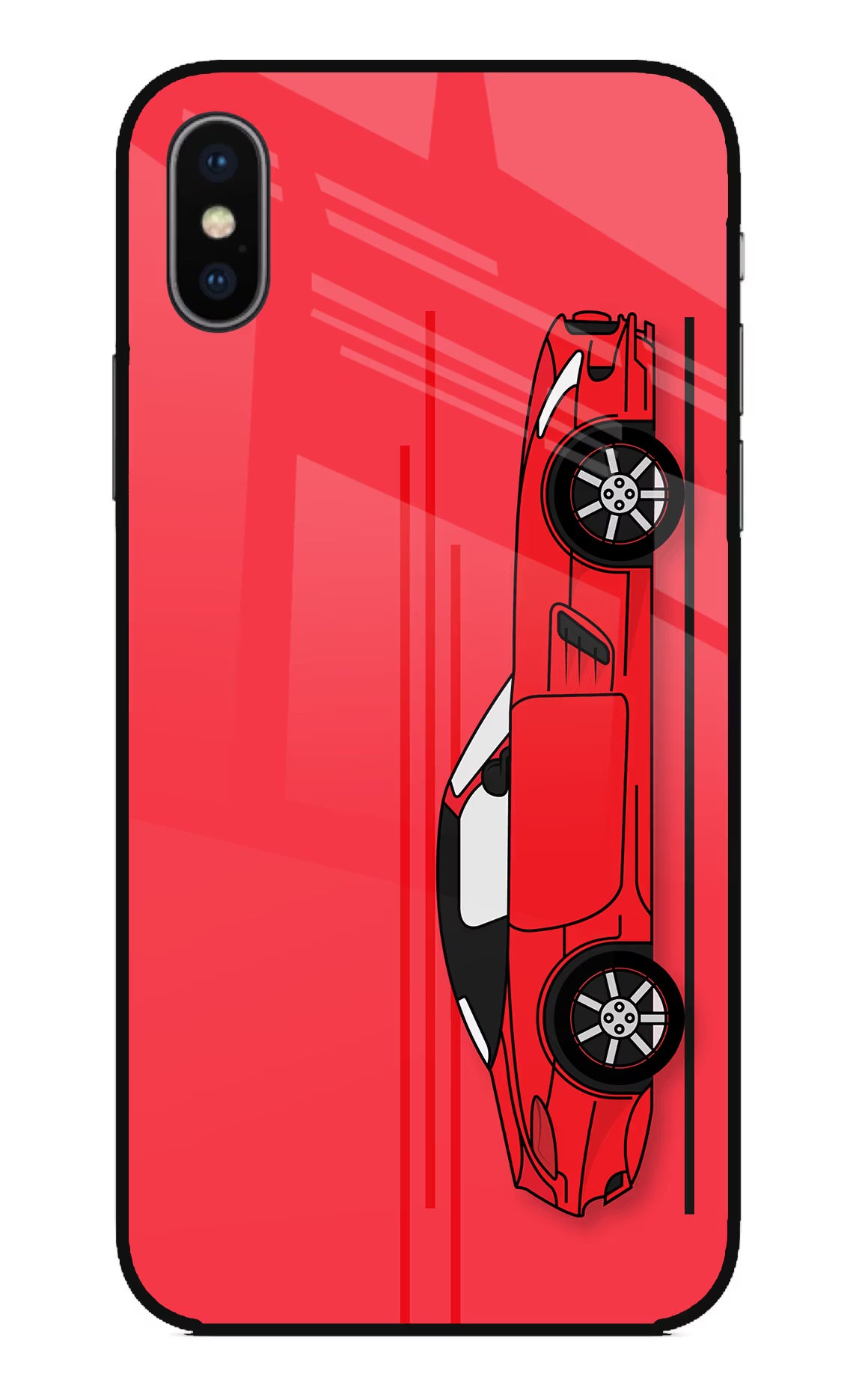 Red Velocity iPhone XS Glass Case Back Cover by Casekaro
