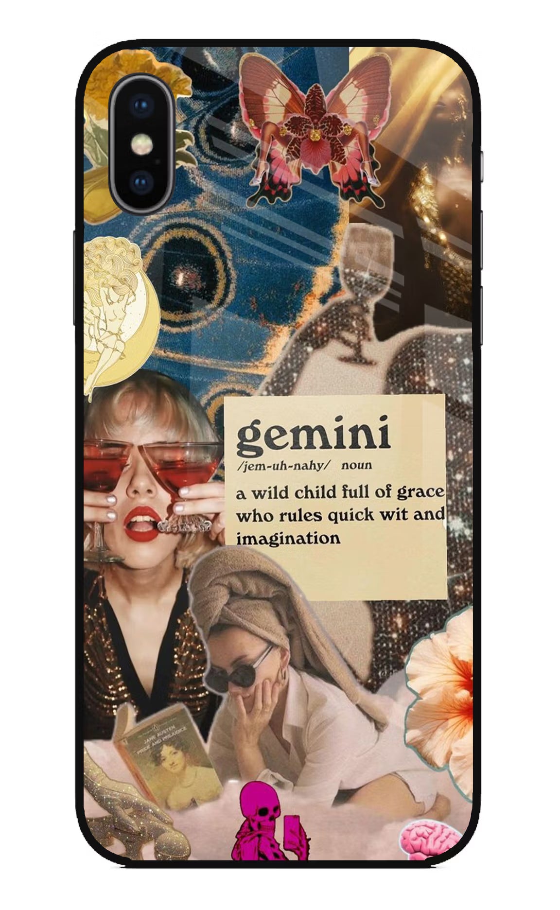 Gemini Zodiac iPhone XS Glass Case Back Cover by Casekaro