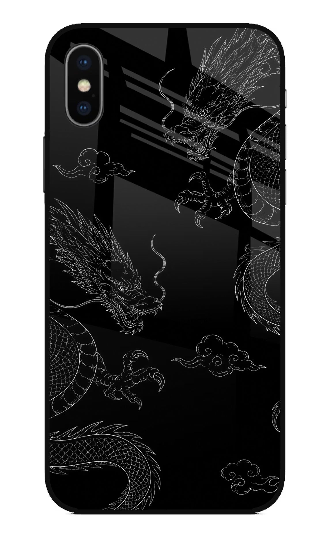 Twin Dragons iPhone XS Glass Case Back Cover by Casekaro