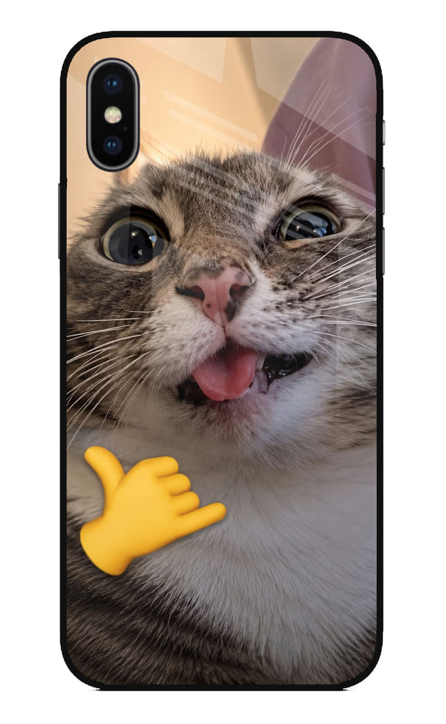 Silly Cat Call iPhone XS Glass Case