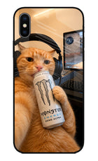Gamer Cat Energy iPhone XS Glass Case