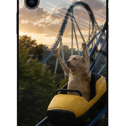 Rollercoaster Dog iPhone XS Glass Case