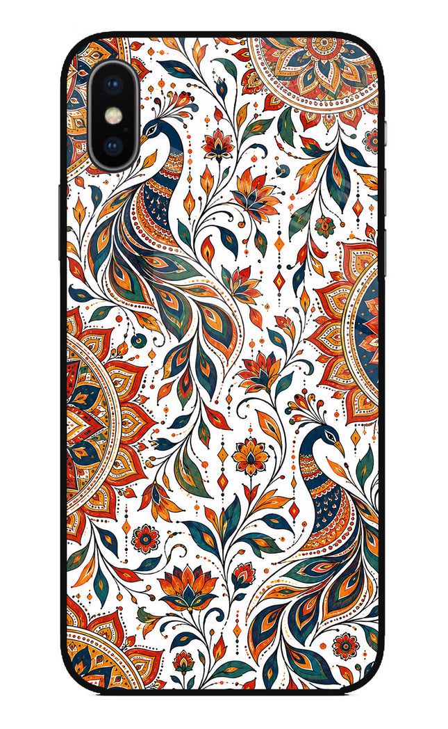 White Mayura iPhone XS Glass Case