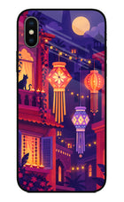 Lantern Lane iPhone XS Glass Case Back Cover by Casekaro