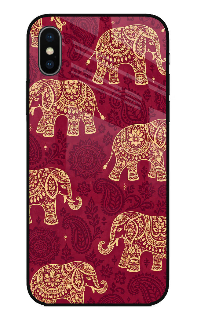 Maroon Elephant iPhone XS Glass Case