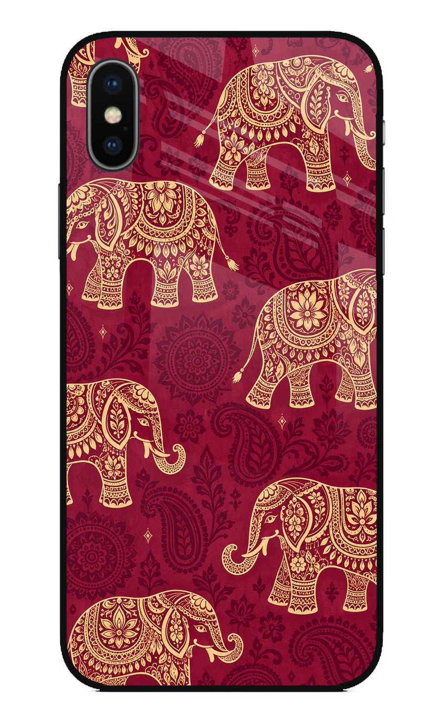 Maroon Elephant iPhone XS Back Cover, Glass case