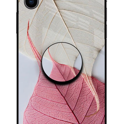 White Pink Leaf iPhone XS Glass Case
