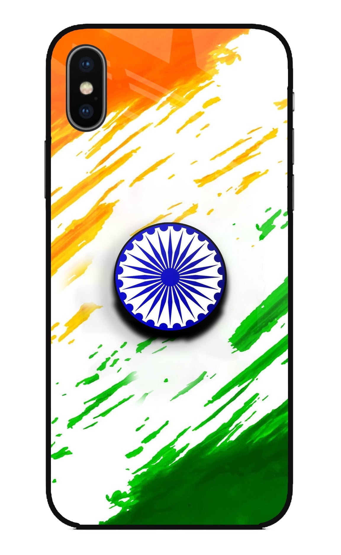 Indian Flag Ashoka Chakra iPhone XS Glass Case