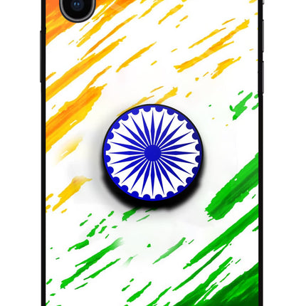 Indian Flag Ashoka Chakra iPhone XS Glass Case