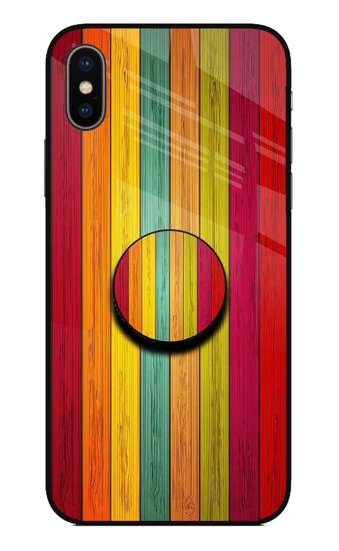 Multicolor Wooden iPhone XS Glass Case
