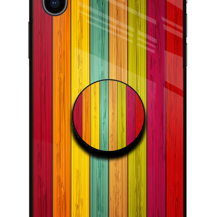 Multicolor Wooden iPhone XS Glass Case
