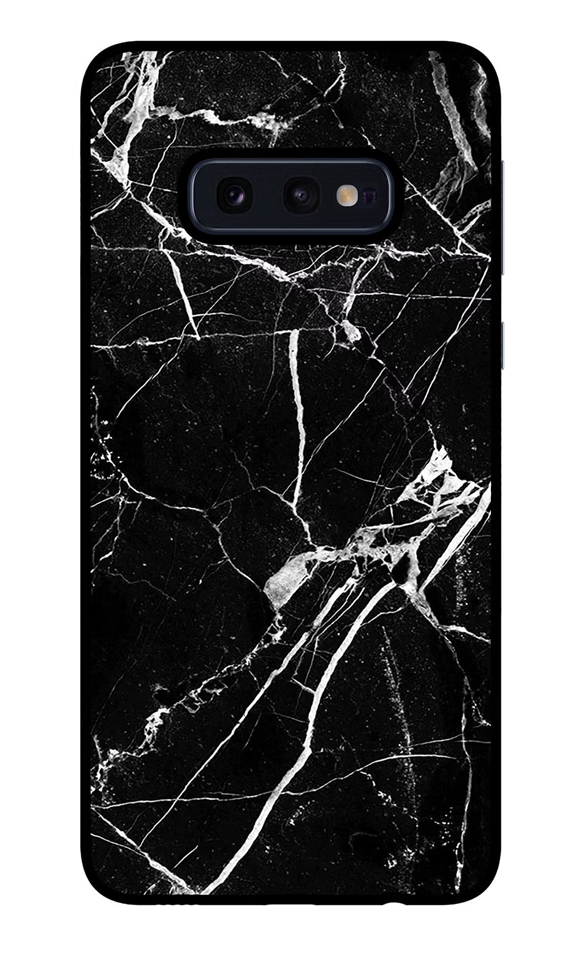 Black Marble Pattern Samsung S10E Glass Case Back Cover by Casekaro