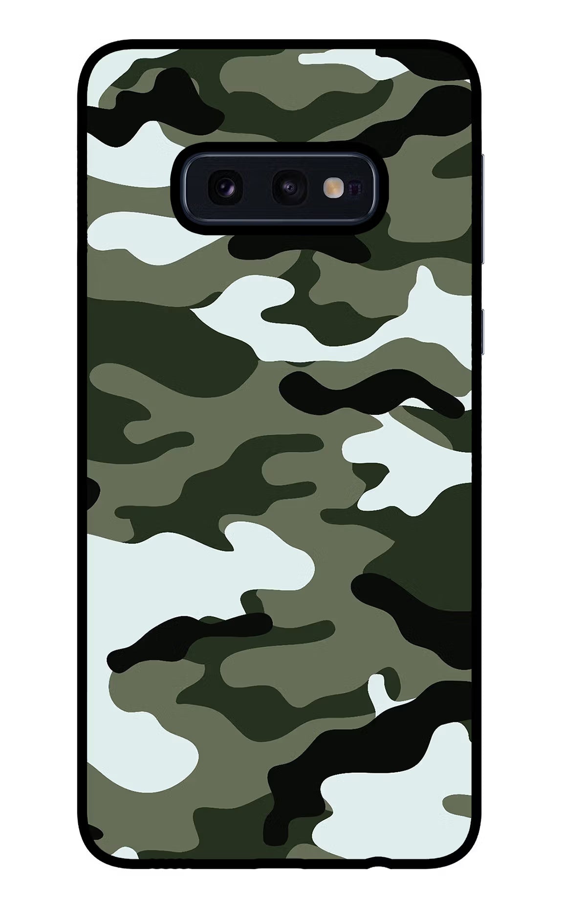 Camouflage Samsung S10E Glass Case Back Cover by Casekaro