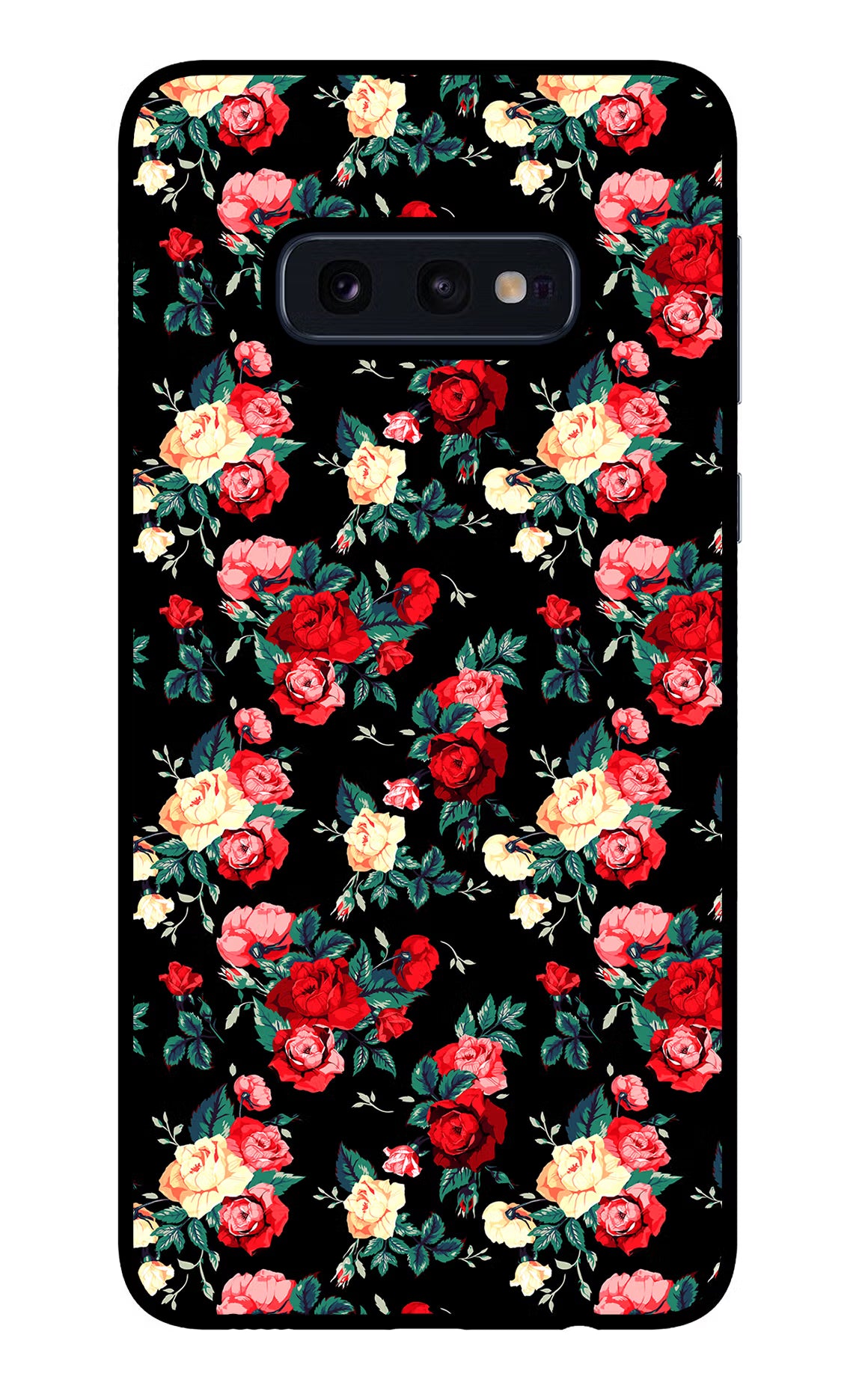 Rose Pattern Samsung S10E Glass Case Back Cover by Casekaro