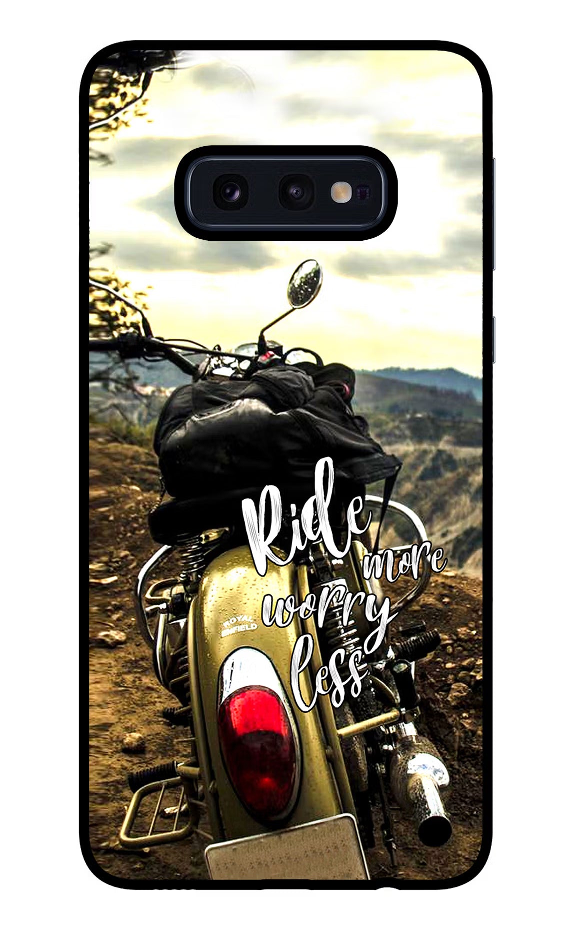 Ride More Worry Less Samsung S10E Glass Case Back Cover by Casekaro