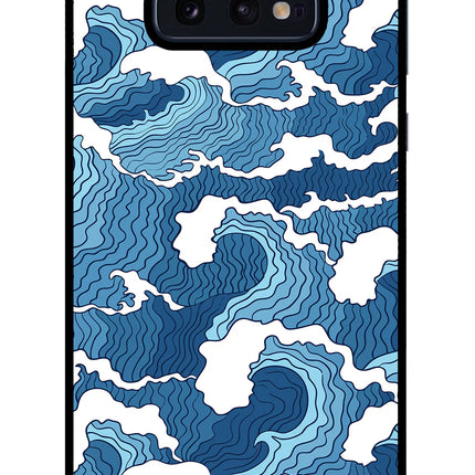 Blue Waves Samsung S10E Glass Case Back Cover by Casekaro