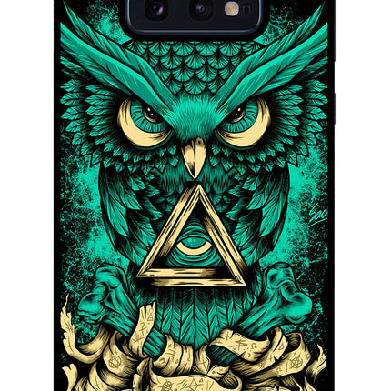 Green Owl Samsung S10E Glass Case Back Cover by Casekaro
