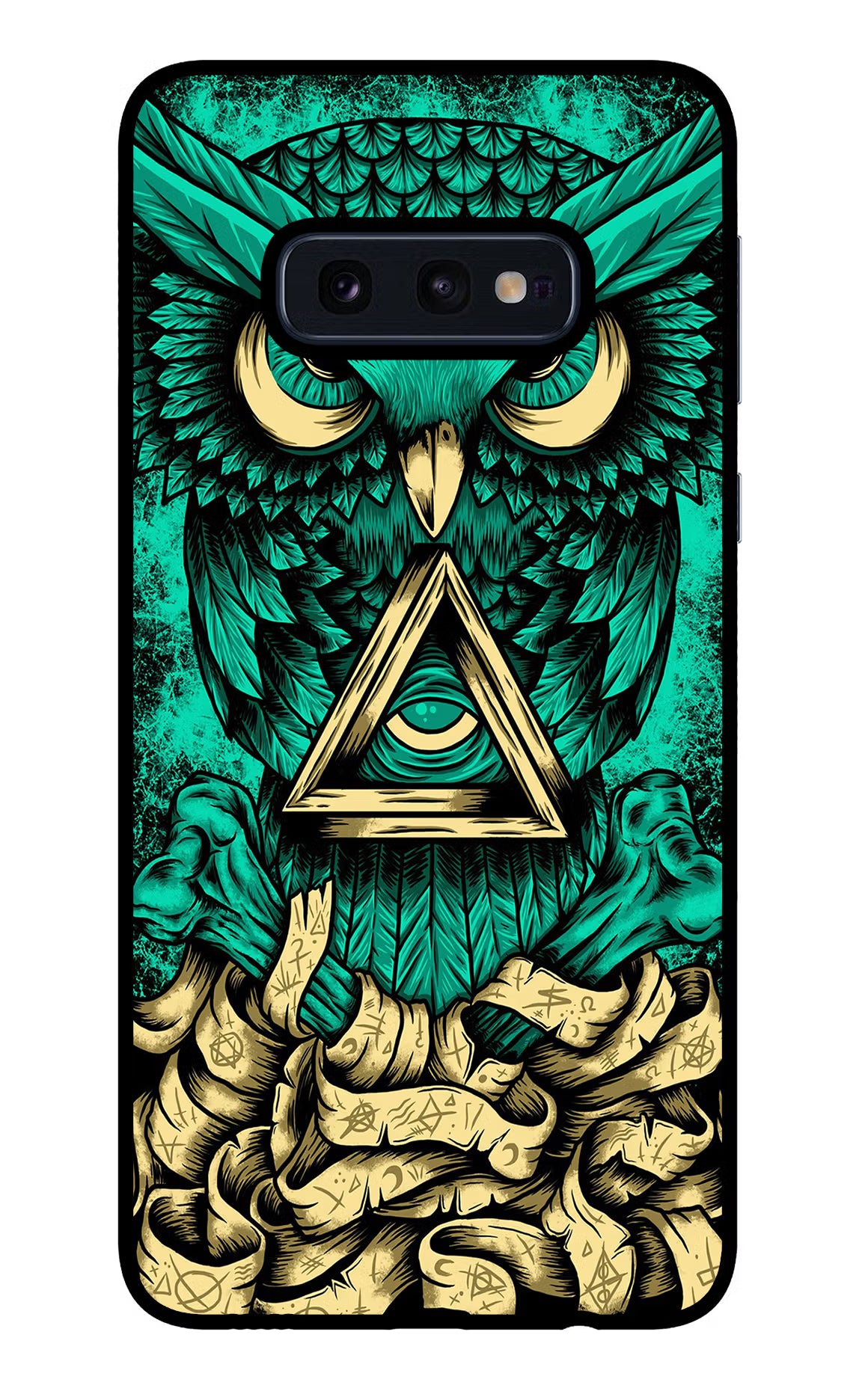 Green Owl Samsung S10E Glass Case Back Cover by Casekaro
