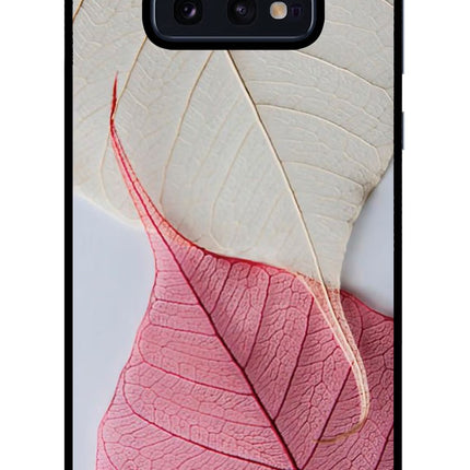 White Pink Leaf Samsung S10E Glass Case Back Cover by Casekaro
