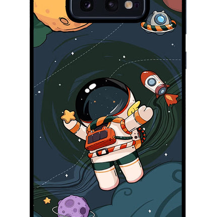 Cartoon Astronaut Samsung S10E Glass Case Back Cover by Casekaro