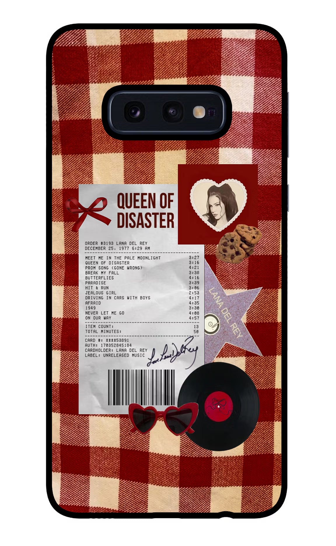 Queen of Disaster Samsung S10E Glass Case Back Cover by Casekaro
