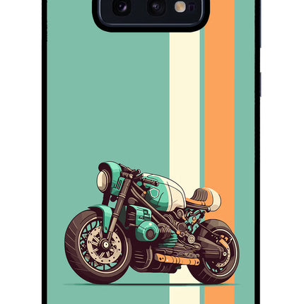 Striped Moto Drift Samsung S10E Glass Case Back Cover by Casekaro