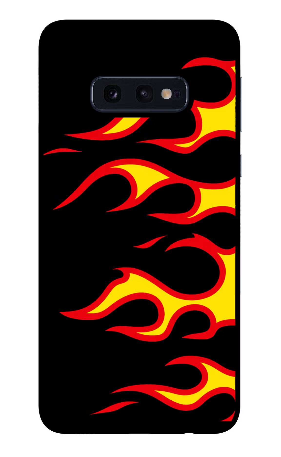 Side Sweep Flames Samsung S10E Glass Case Back Cover by Casekaro