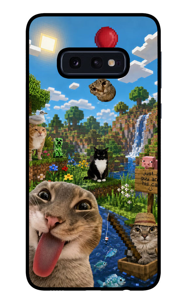 Minecraft Cat Chaos Samsung S10E Glass Case