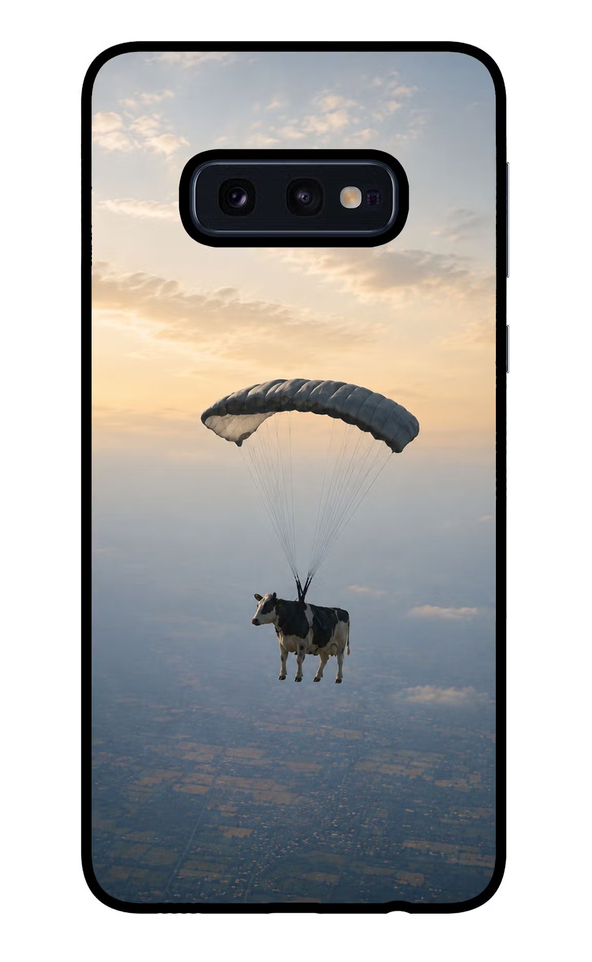 Skydiving Cow Samsung S10E Glass Case