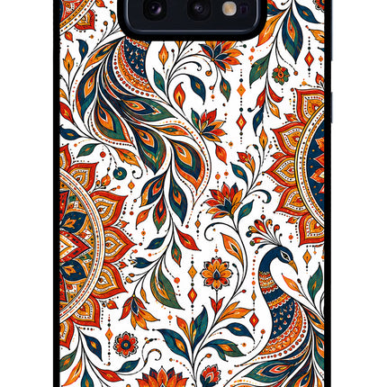 White Mayura Samsung S10E Glass Case